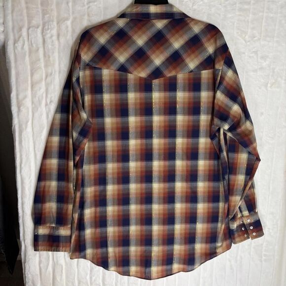 Plains Pearly Buttons Gold Thread Western LT Large Tall Men’s Button Up Shirt - Picture 8 of 9